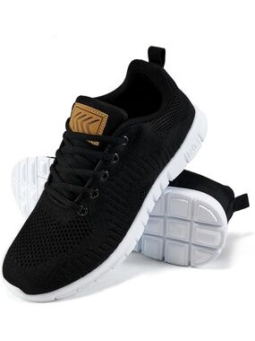 Women's Black Tennis Casual Lightweight Non Slip Comfortable Walking Shoes